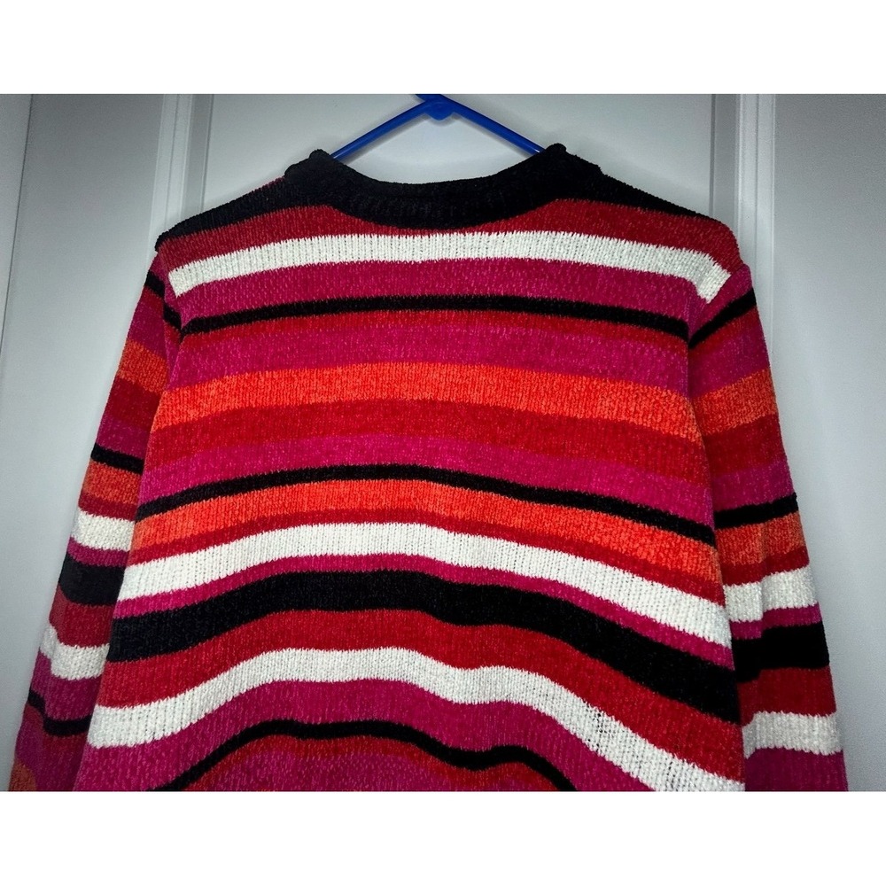 Vintage 90's Acrylic Pink Striped Crewneck Sweater‎ Sz Womens Medium No Flaws